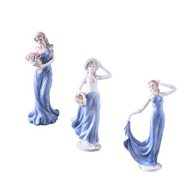 Lady Statue Decoration Fine Craftsmanship Ceramic Girl Sculpture Woman Figurine for Bookcase Festivals Table Indoor Office
