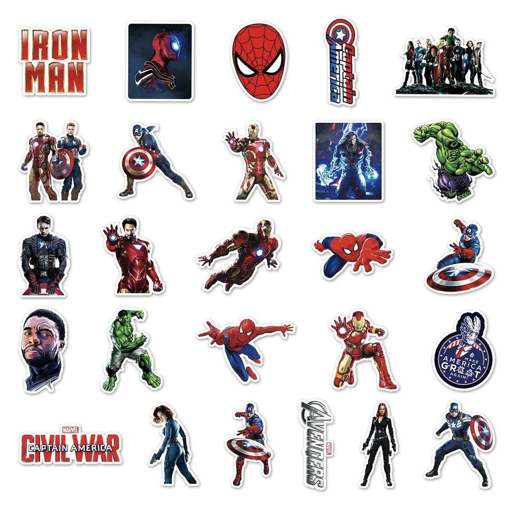 52Pcs Marvel Superhero Stickers, Captain America & Iron Man Waterproof Decals, DIY for Luggage, Phone, Tablet, Laptop, Water Bottle