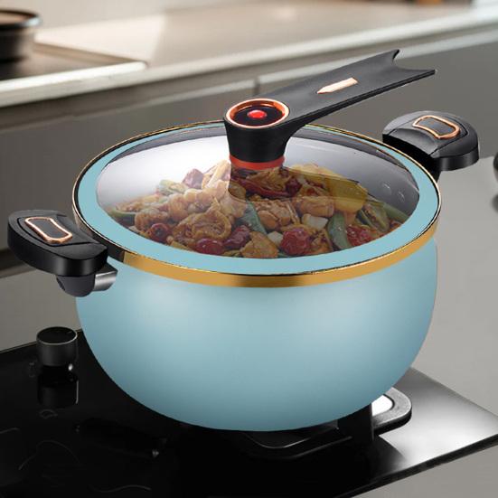 Nonstick Ceramic Coated Soup Pot with Lid 7L Fast Cooking Crock Pot Micro Pressure Cooker Versatile Cookware for Stovetop