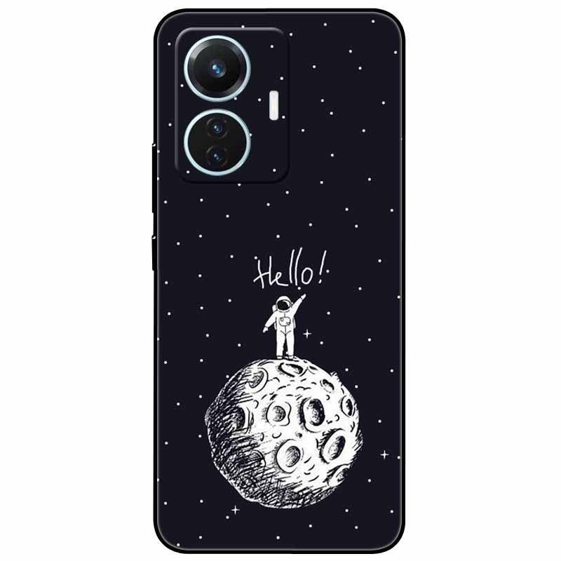 For Vivo T1 4G Case V2153 Covers TPU Black Silicone Starry Moon Cover for Vivo T1 44W Case Shockproof Soft X100 Pro Shells