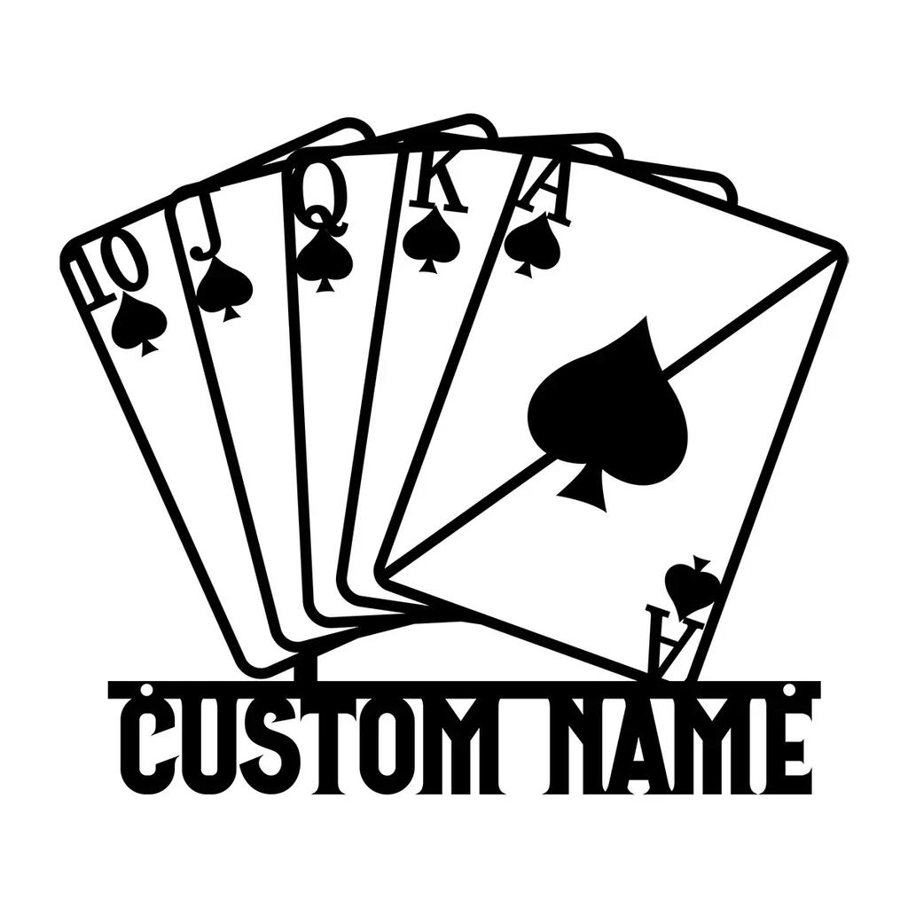 Metal Poker Card Wall Art, Personalized Game Room Decor, Custom Playing Card Sign, Gamer Gift Metal Wall Sign