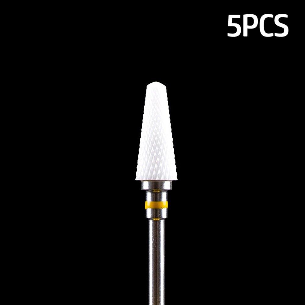 5pcs Milling Cutter For Manicure Set Ceramic Nail Drill Bit Mill Manicure Machine Pedicure Tools for Removing Gel File 3/32 Inch