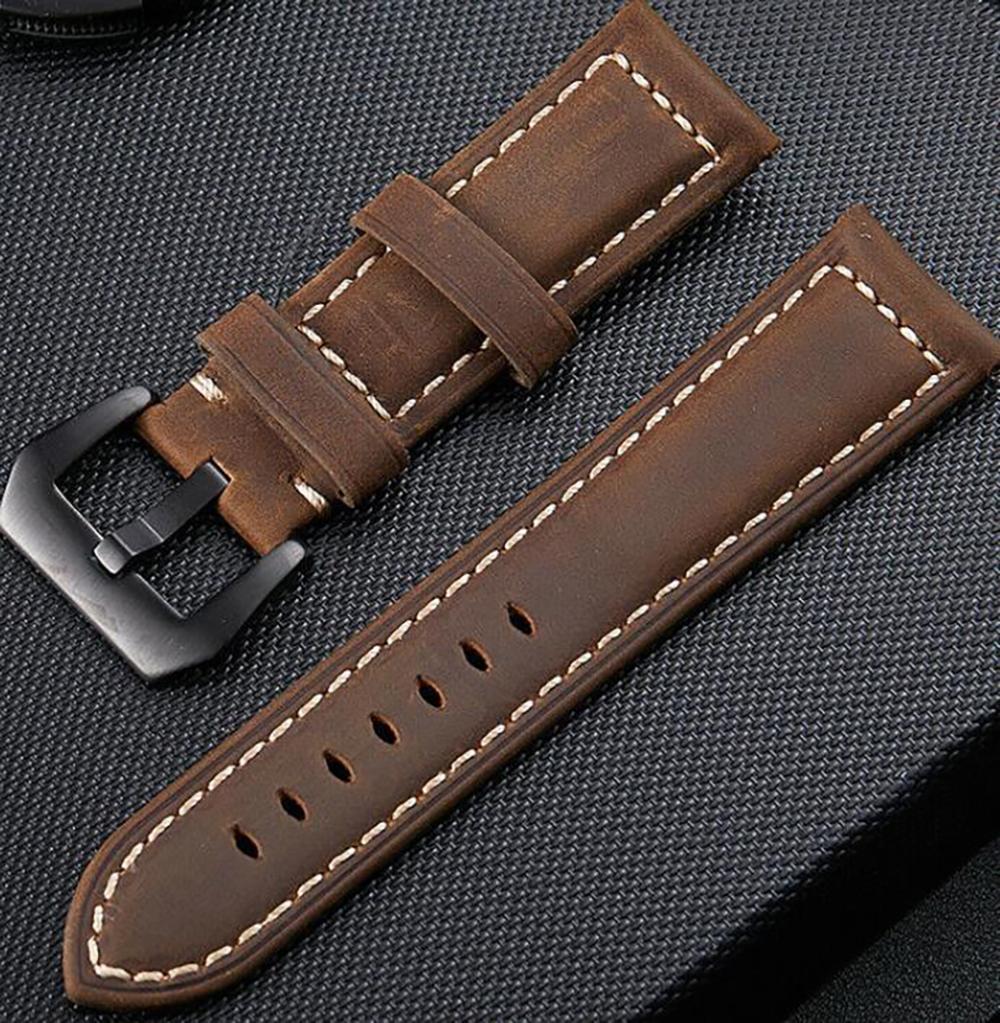 Premium leather Watch Band for Men Women 22mm 24mm 26mm Crazy-Horse leather Watch Strap Replacement Belt bracelet