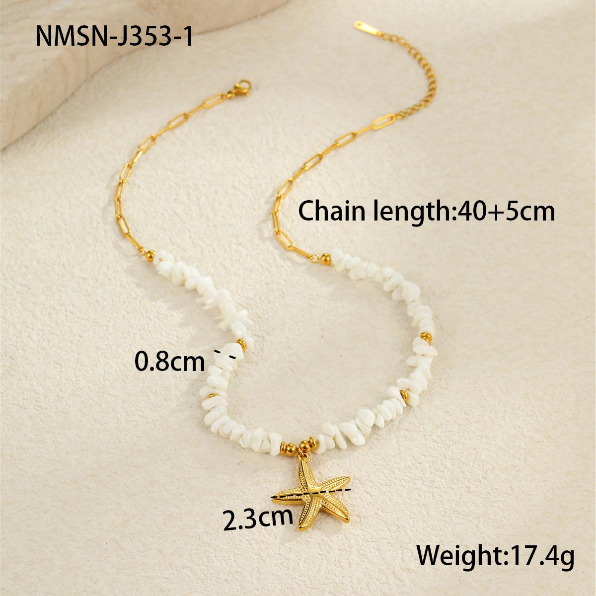 GEMCHIC Women s Ocean Beach Style Shell Necklace Starfish Shell Pendant Titanium Steel Necklace Bracelet 18K Plated Cross-Border Jewelry