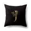 Polyester Pillowcase Car Decoration Black Gold Flower Pillowcase 26 English Letters Home Cushion Cover