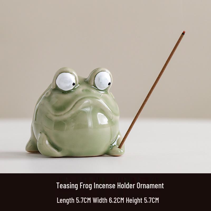 Handmade Funny Frog Incense Burner - Mini Sandalwood & Agarwood Holder Ornament.