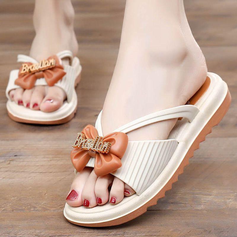 Woman Slippers Outside on Beach Sandals With Bow Platform Shoes for Women Designer Luxury Korea Style Pvc New Collection Slides