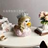 Statue de Canard Princesse Mignonne en Résine Décoration de Table Unique Ornement avec Décoration de Couronne