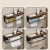 Wood Aluminum Bathroom Paper Holder with Shelf Bathroom Paper Roll Holder Wall Mounted Towel Rack Toilet Paper Holder Tissue Box