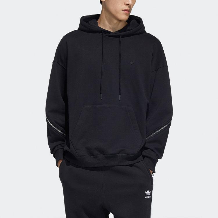 Adidas SS22 Solid Color Sports Hoodie Men Tops Black HH9428
