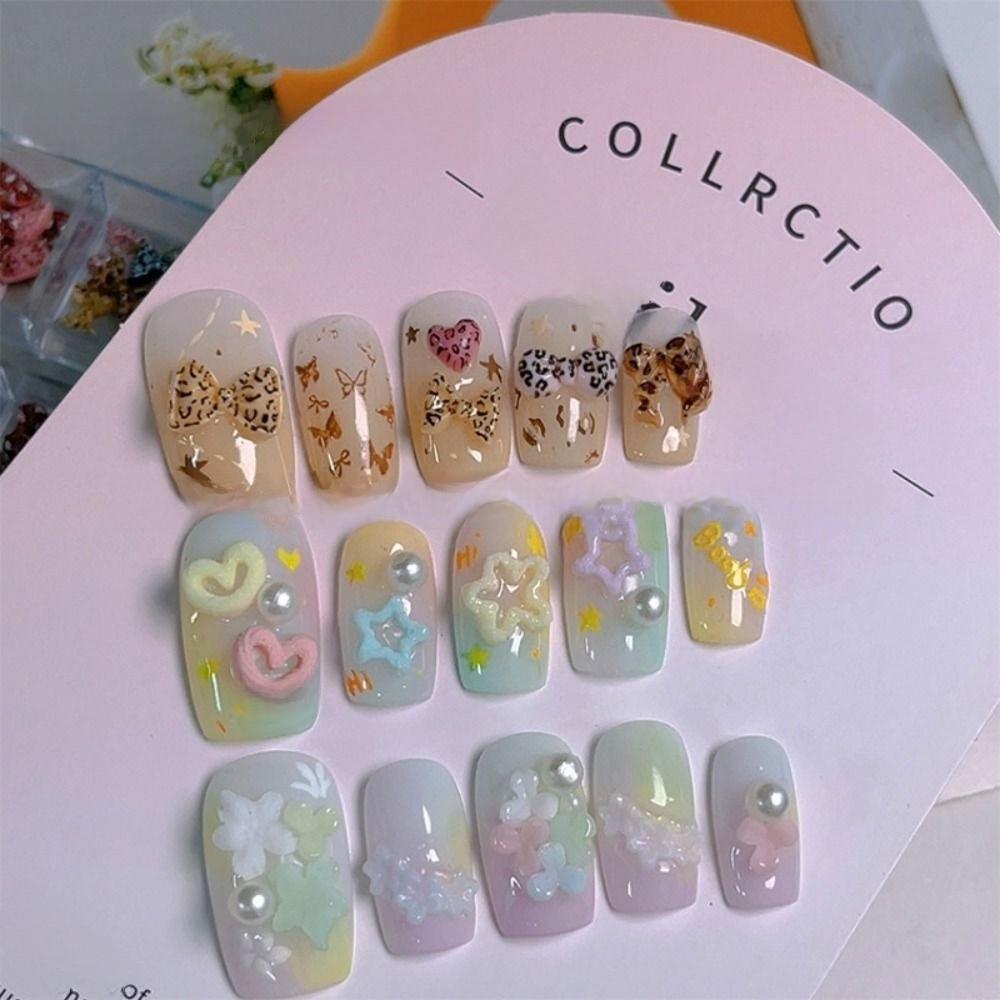 6 Grids Nail Art Decorations Bow Flower Nail Charms Cute Bow Flower Nail Charms DIY Maicure