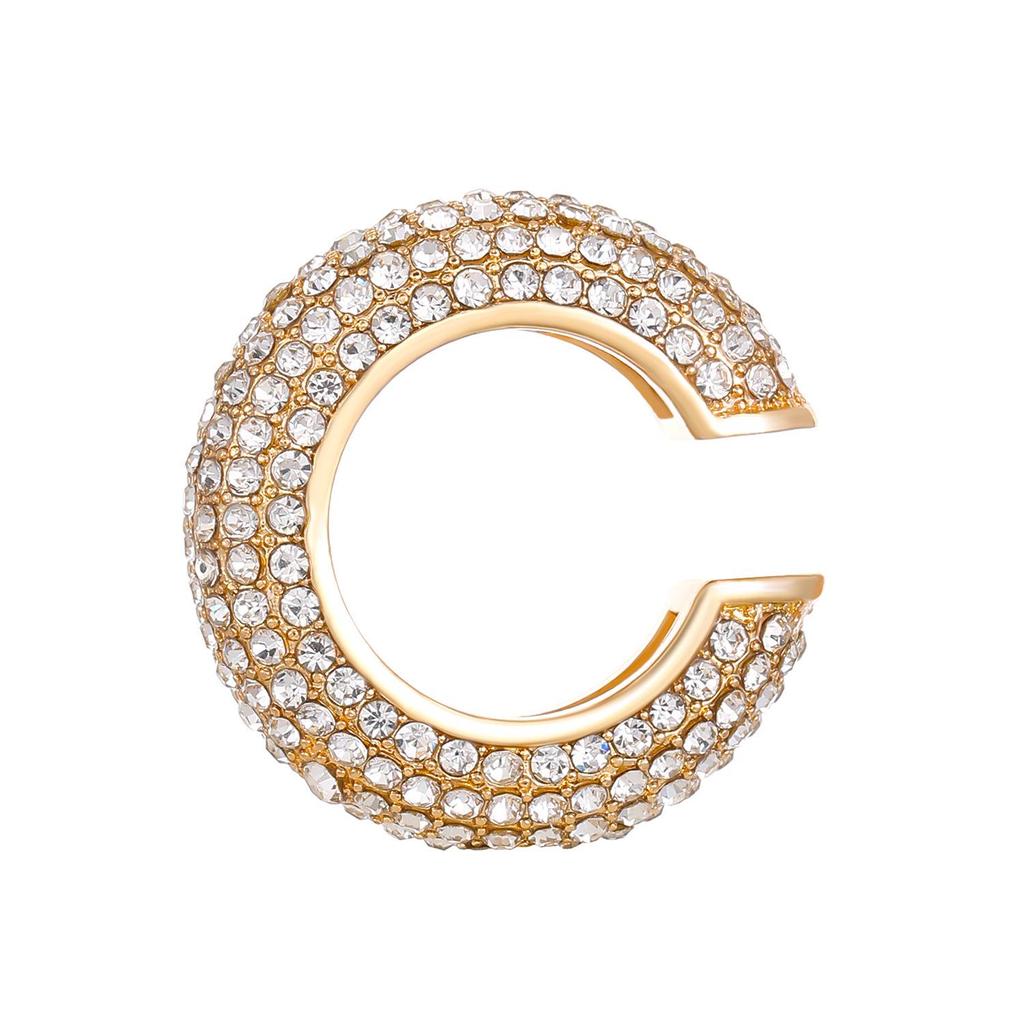 European & American Popular C-shaped Rhinestone Ear Cuff Earrings, No Piercing Needed for Women