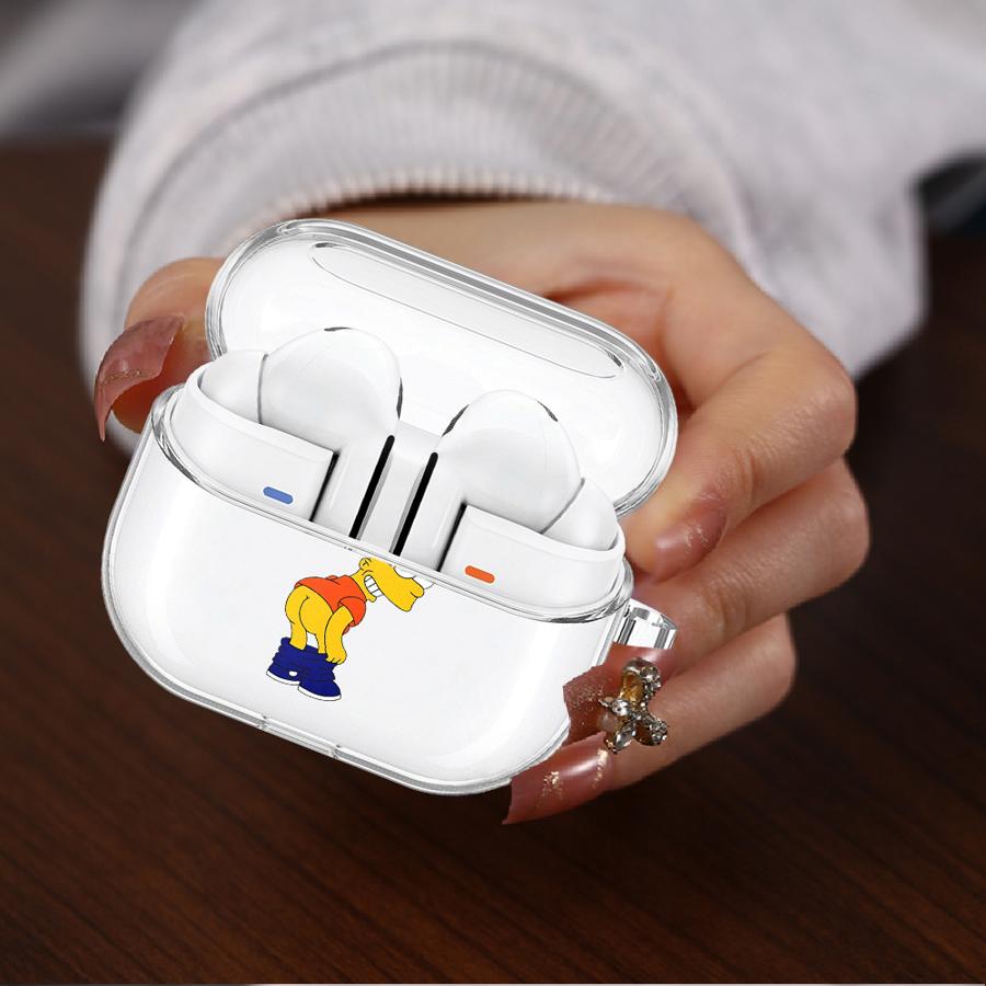 Case For Samsung Galaxy Buds 3 FE 2Pro 3Pro 4 Pro 2 4Pro Live Clear Earphone Cases Cover With Hook Funny The Simpsons