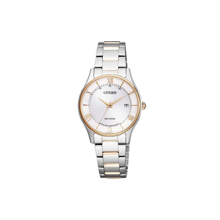 CITIZEN 50m Water Resistant Solar Quartz Movement Gold Plated Stainless Steel Strap Watch ES0002-57A White Dial