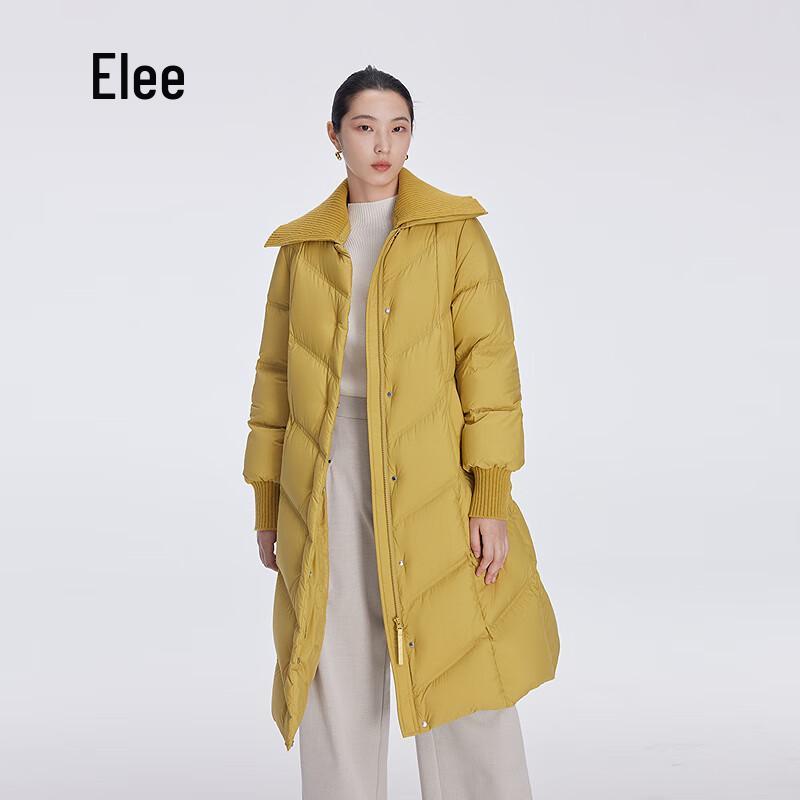 Women's Knitted Lapel Long Duck Down Jacket