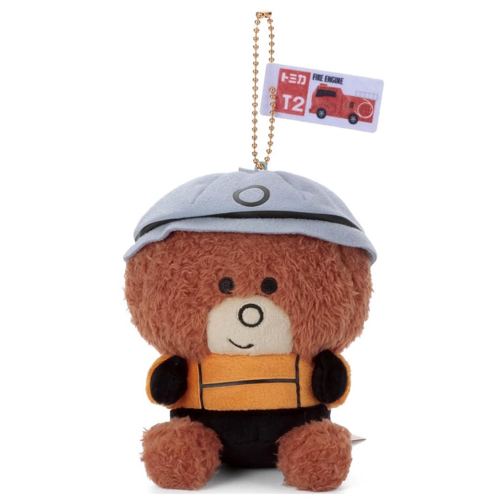 Takara Tomy Arts Tomica and Tom Ball Chain Mascot Tom (Firefighter) Plush Toy, Approximately 14cm Tall