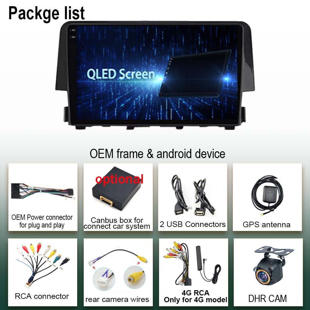 Android 14 For Honda Civic 10th 2016-2021 Multimedia Car GPS Player Navigation Radio Stereo 5G  BT NO 2DIN DVD WIFI HDR Screen