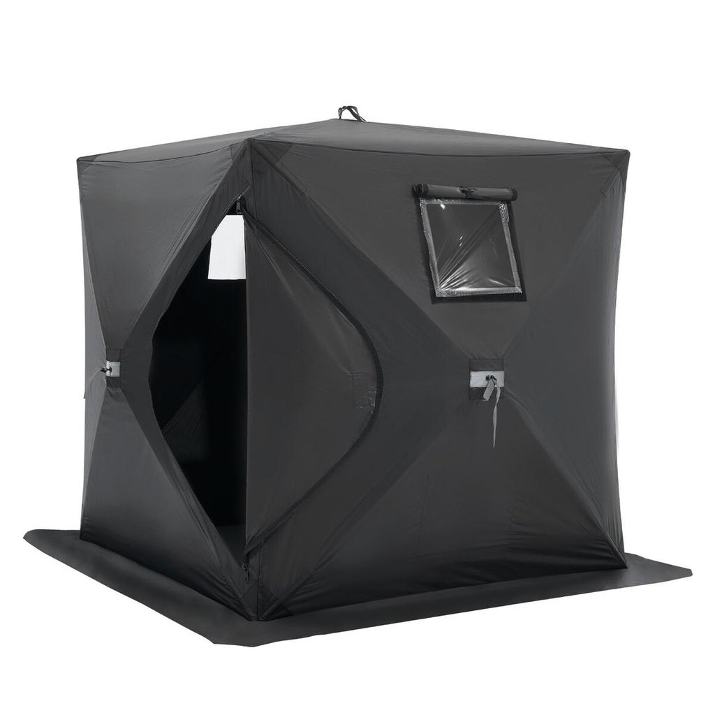 Portable Ice Shelter, 1-2 Person Pop-Up Ice Fishing Tent, 24 Square Feet Fishable Area, Ice Shanty for Winter Fishing, Waterproof Oxford Ice Cube with