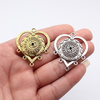 Connettori per orecchini a forma di cuore, componenti, colore bronzo antico, forniture per laboratorio di creazione gioielli, parti per orecchini fai da te