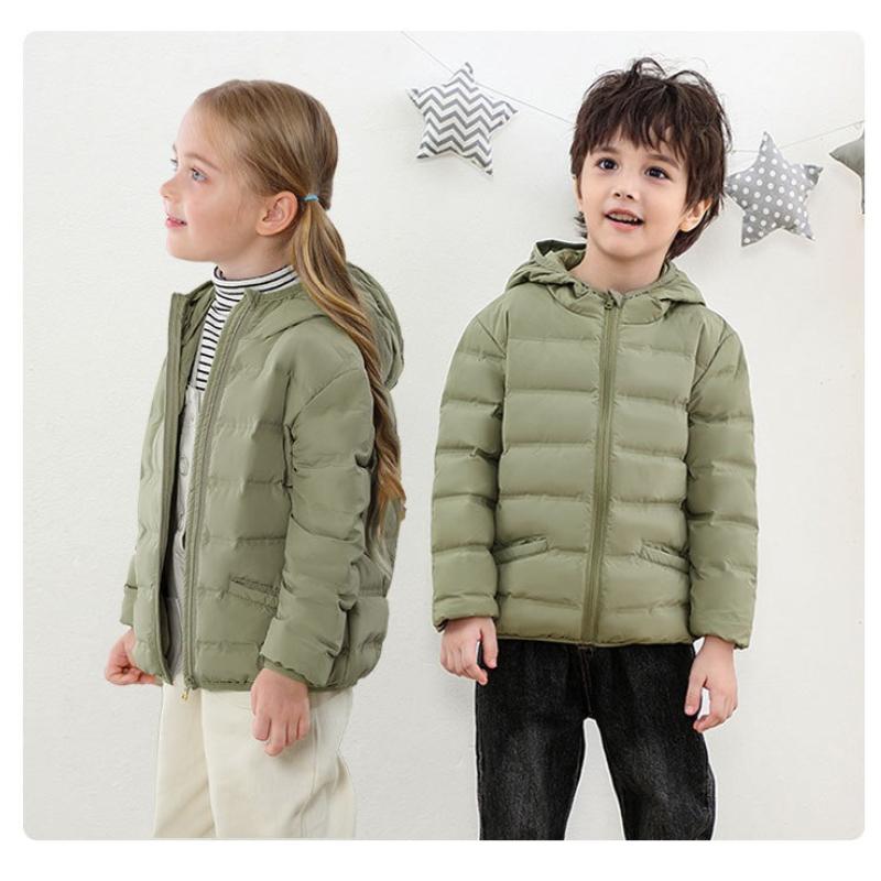 Children's Down Jacket White Duck Down Seamless Kids' Wear Hooded Lightweight Style Boys' & Girls' Coats Large, Medium, Small Sizes