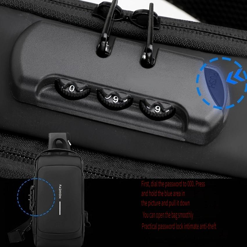 [Nylon Crossbody Bag] Stylish Nylon Men's Crossbody Chest Bag with Password Lock,Casual,Zip Closure,Perfect for Outings
