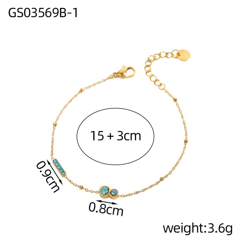 CARLIDANA Gold Plated Non Tarnish Jewelry Zircon New Colorful Zircon Pendant Chic Women Stainless Steel Link Chain Bracelet