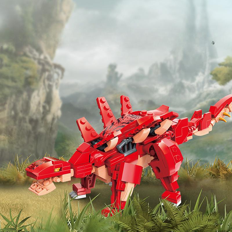 287 stücke 3 In 1 Dinosaurier Serie Tyrannosaurus Pterosaurier Stegosaurus Jungen Bausteine Spielzeug Geschenk Keine Box