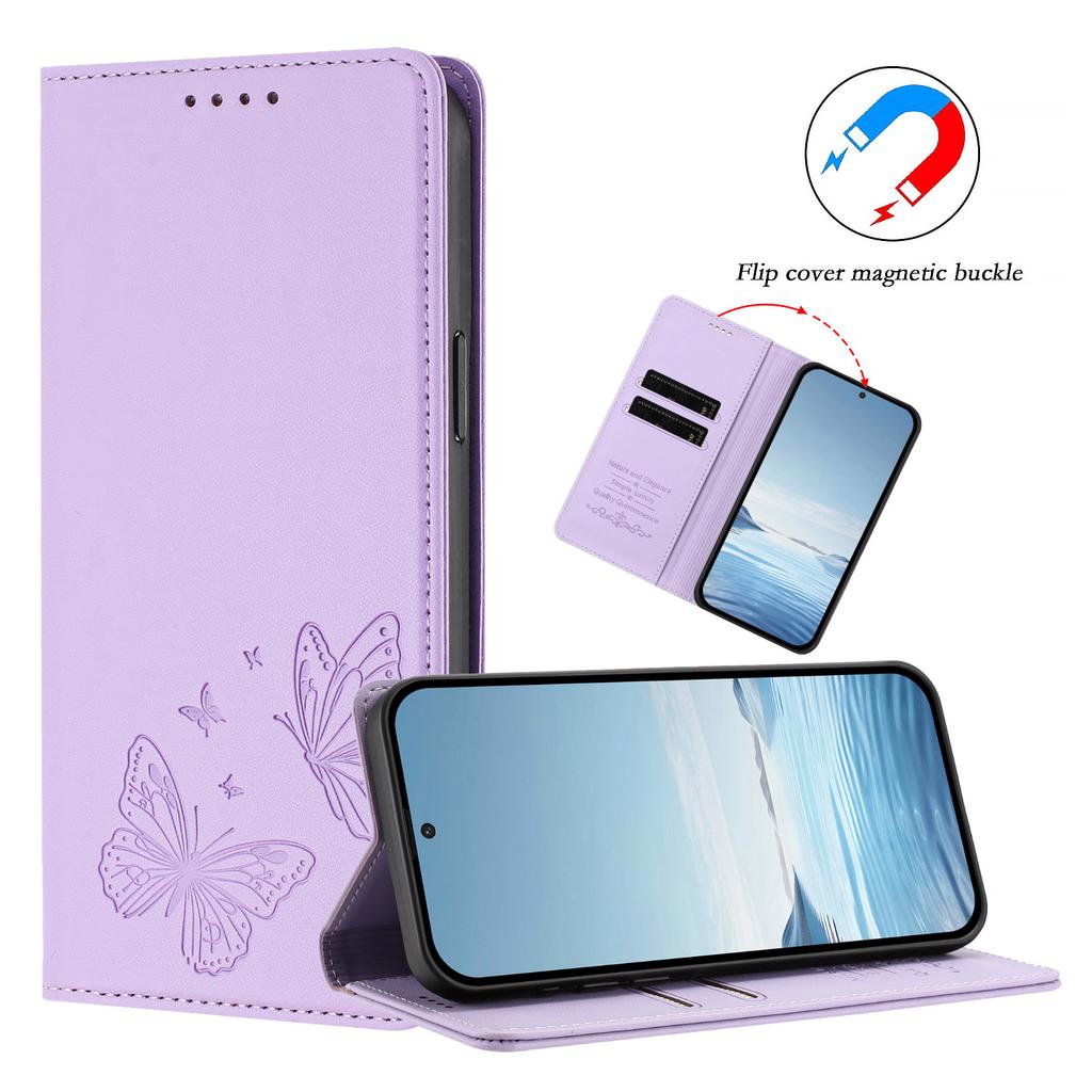 Butterfly Embossed Cards Solt Wallet Leather Case For Samsung S26 Ultra S25 S24 Plus S23 S22 A17 A07 A57 A37 A16 A26 RFID Cover