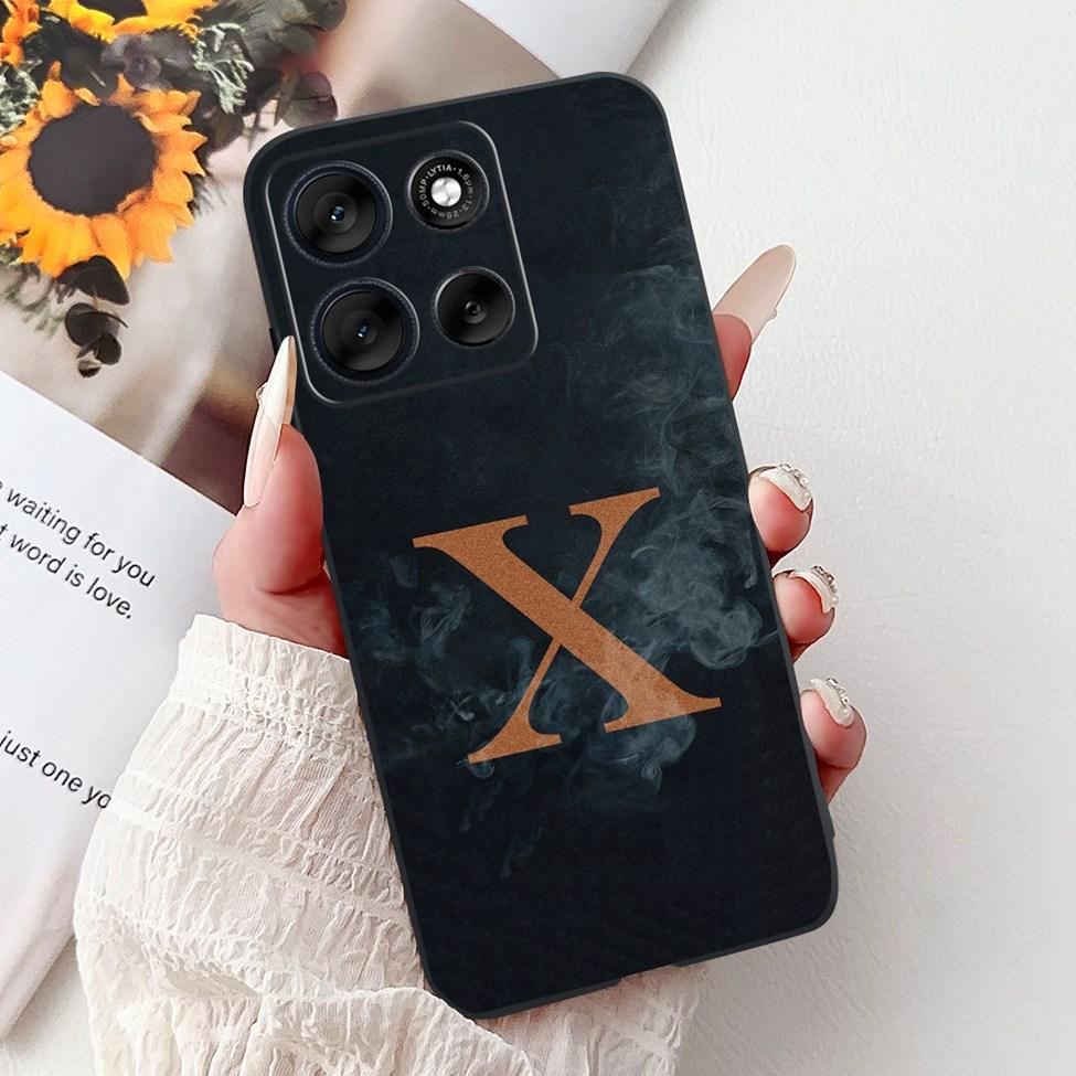 

For Moto G56 5G Case Cover XT2529-2 Silicone Luxury A-Z Letters Flowers Crown Shockproof Bumper For Motorola Moto G56 Phone Case Moto G56 5G