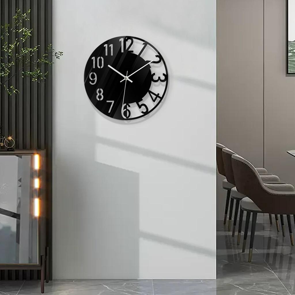 Wall Clock Acrylic Transparent Hollow Mute Non-Tick Decorative Clock (No Battery) for Living Room Bedroom
