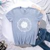 Spring Women's Simple Monochrome Sunflower Pattern Printed Pullover Loose Round Neck Pure Cotton Short Sleeved T-Shirts Women’s