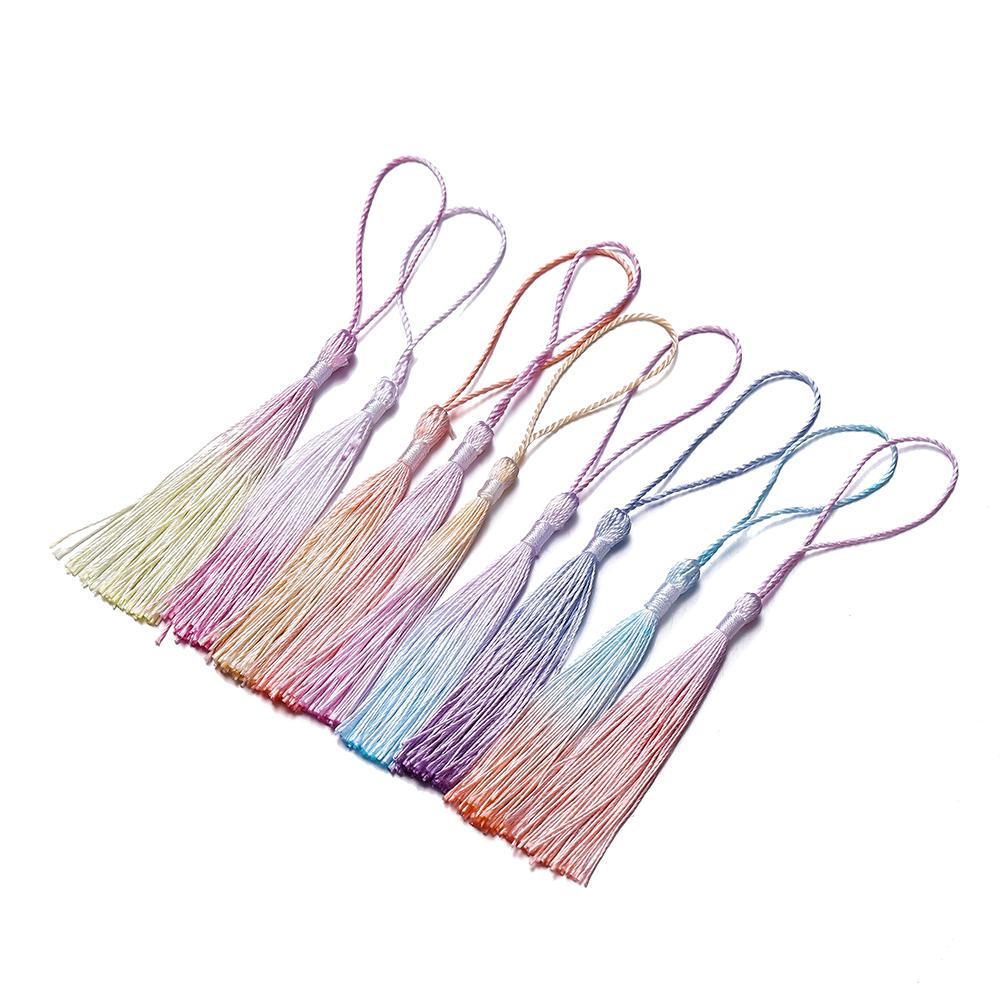 10Pcs Gradient Color 13cm Tassels Polyester Silk Tassel Fringe Crafts Jewelry for Diy Jewelry Making Pendant Decor Bookmark