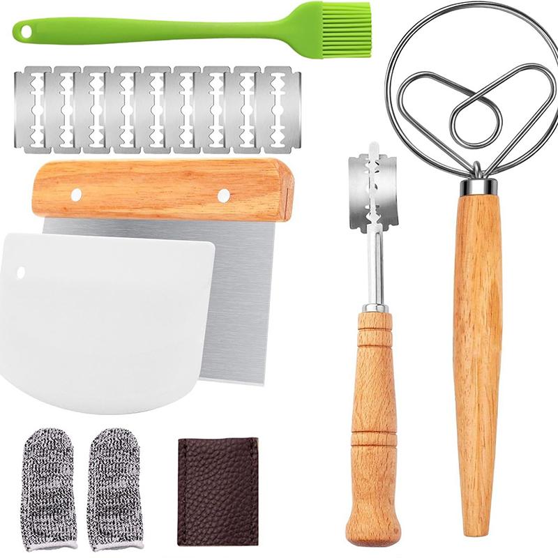 Danish Dough With Sourdough Scoring Tool-Bread Whisk Set Of 6 Pieces-Dough Hook,Dutch Whisk,Bread Lame