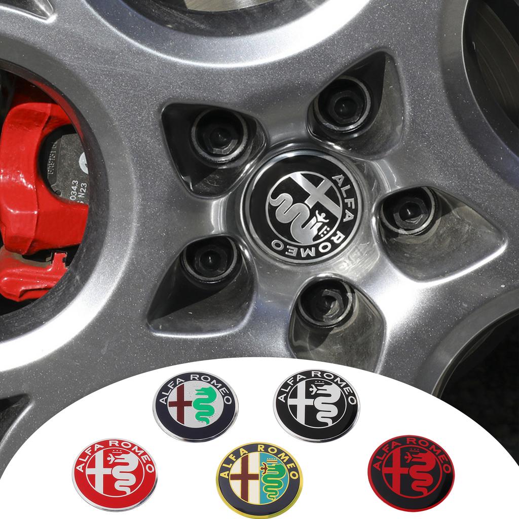 56MM 4Pcs Car Wheel Center Hub Caps Cover Emblem Badge Accessories For Alfa Romeo Giulia Stelvio Giulietta 16 19 147 Mito Tonale
