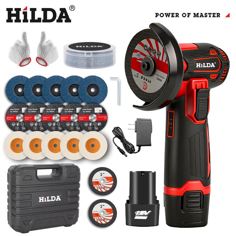 HILDA 12V 3-Inch Mini Lithium Battery Angle Grinder & Polisher