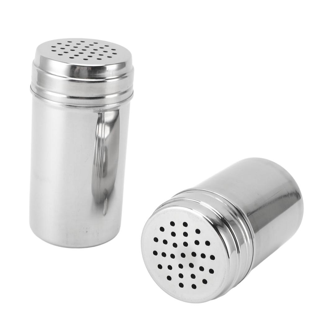 Spice Shaker 304 Stainless Steel Adjustable Pour Holes Seasoning Dispenser Container for Kitchen Barbecue Camping 2pcs