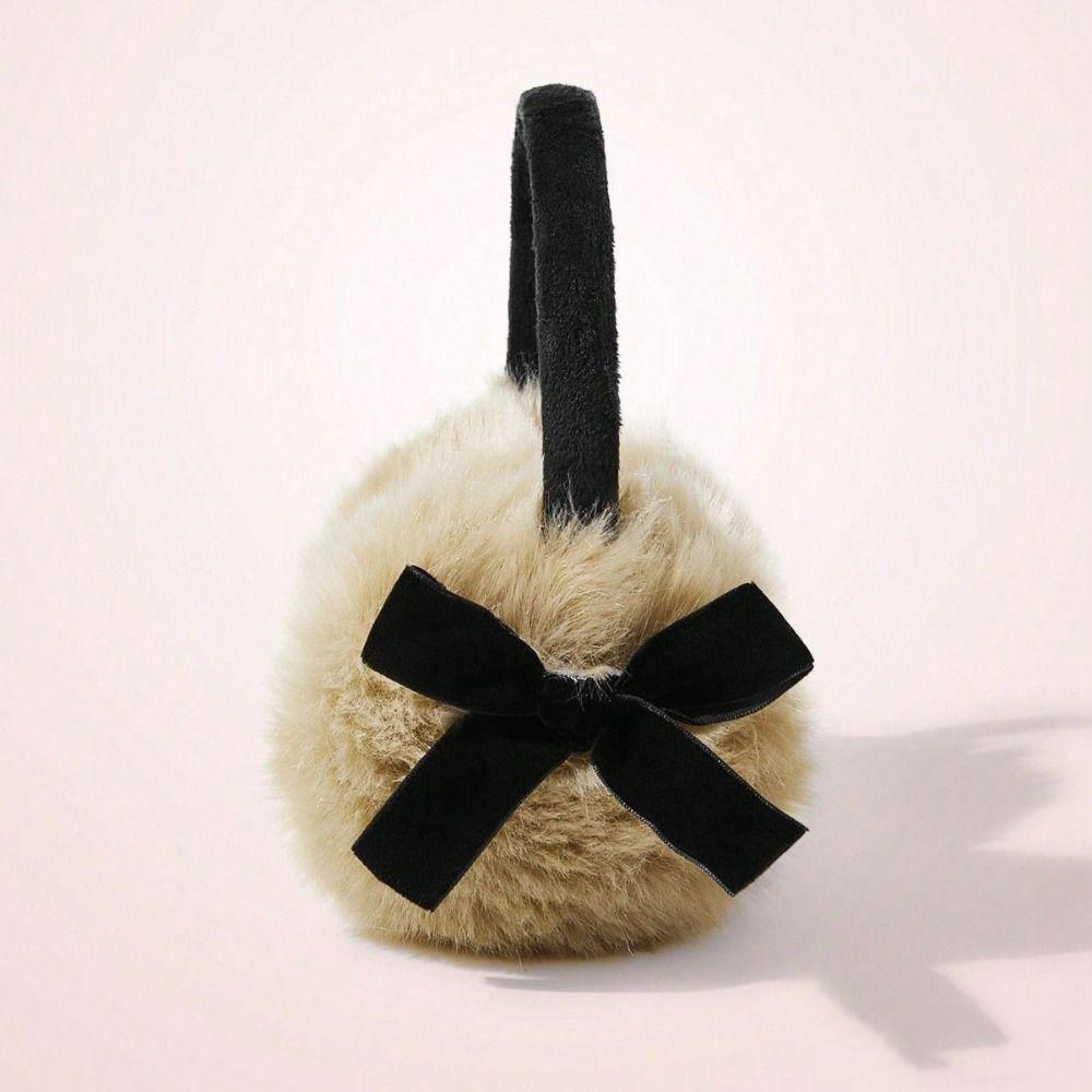 JK Sweet Y2k Bowknot Earmuffs Japanese Winter Earflap Cute Faux Fur Plush Earmuffs  Girl