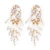 Fashion Streetwear Personalized Exaggerated Geometric Inlaid Rhinestone Earrings Temperament Faux Pearl Ear Jewelry