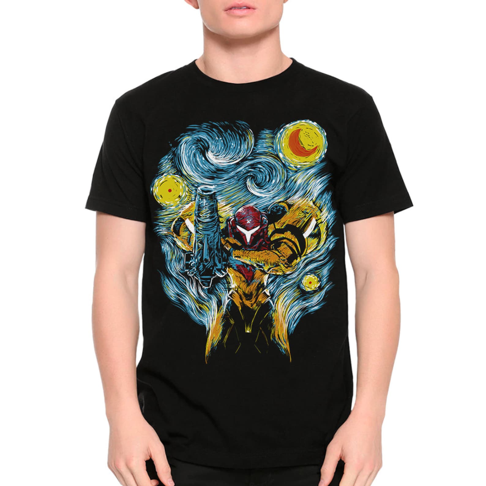 Metroid Starry Night T-Shirt, 100% Cotton Samus Tee, Men s Women s All Sizes (wr-192) 2XL
