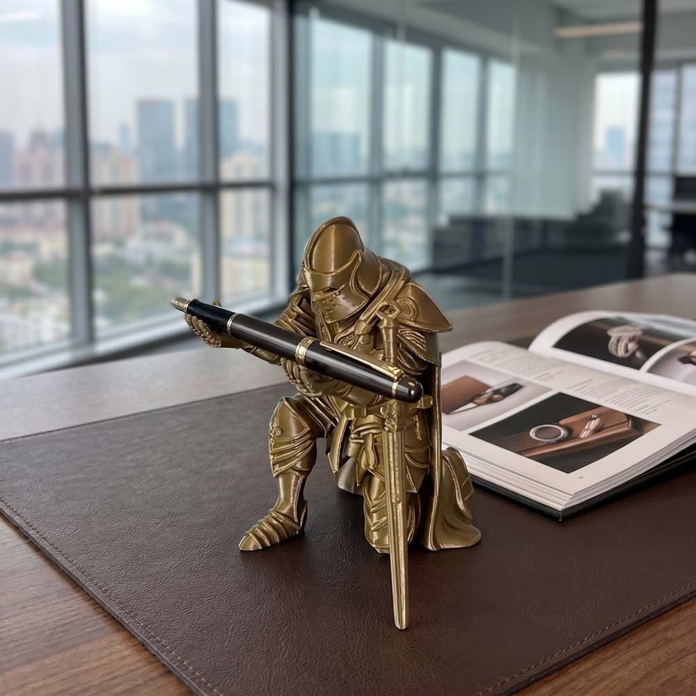 Funny Kneeling Knight Pen Holder Decorations Multi-functional 3D Printing Knight Ornaments Creative Desktop Accessory Home Decor