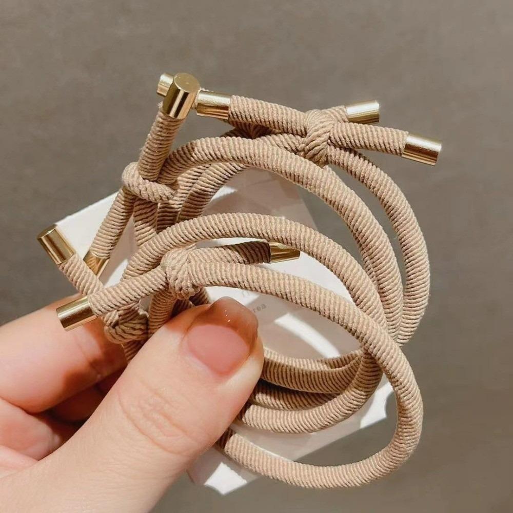5PCS Gold Plated Elastic Hair Rubber Bands Mix Color Styling Decoration Hair Bands High Elasticity Ponytail Holder