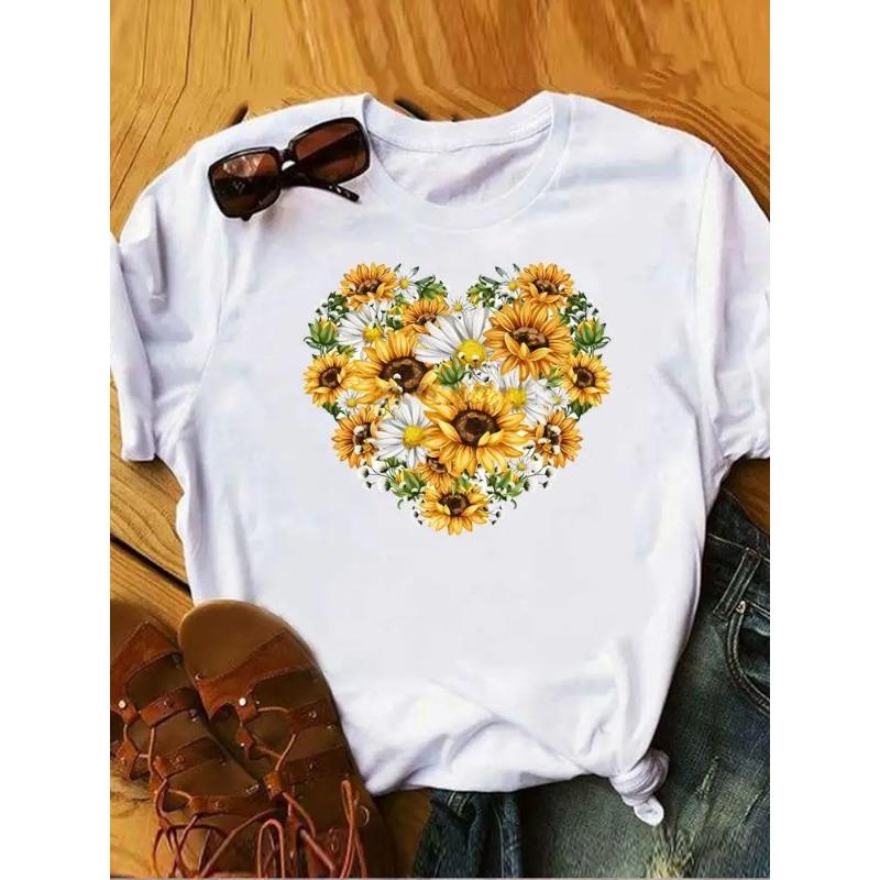 Women Female Graphic Tee Clothes Ladies Peace and Love Vintage Watercolor Summer T Clothing Print Fashion Tshirts Short Sleeve