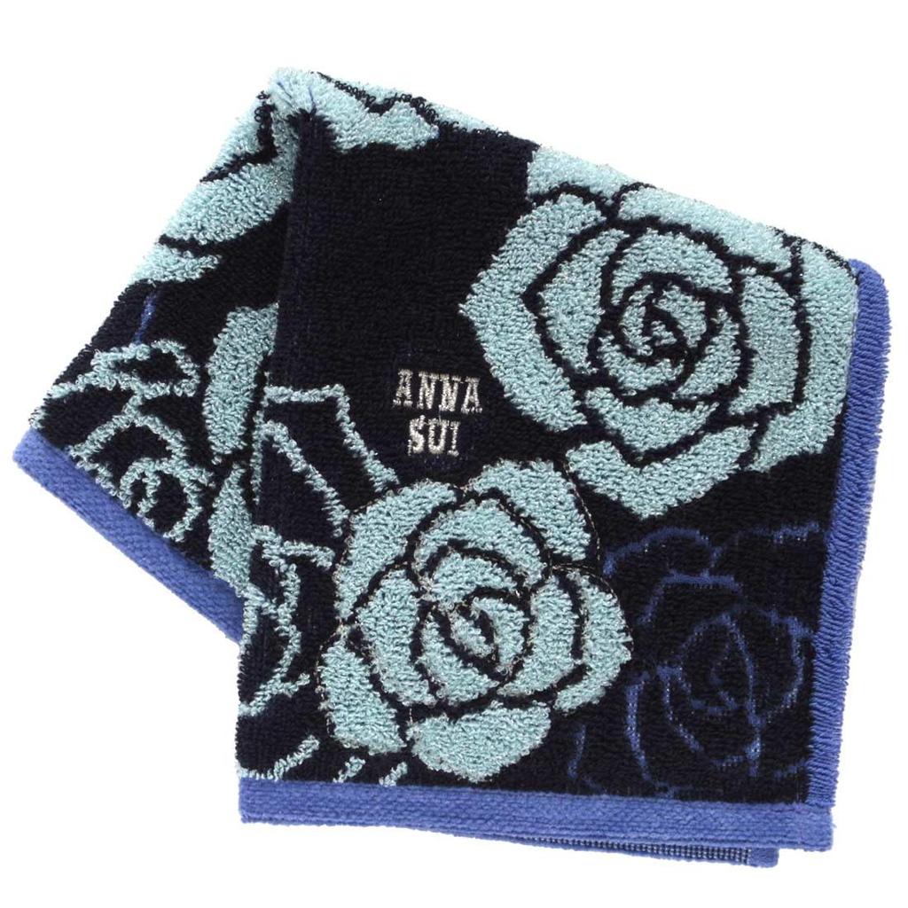 ANNA SUI Large Towel Handkerchief Rose Towel Hand Towel (28cm) (Blue) Women's 109307-0012-01