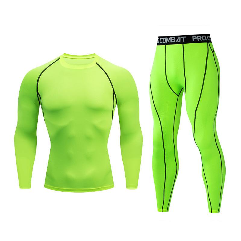 Men Compression Tops Tight Trousers Long Sleeve Shirts Long Pants Sport Suits
