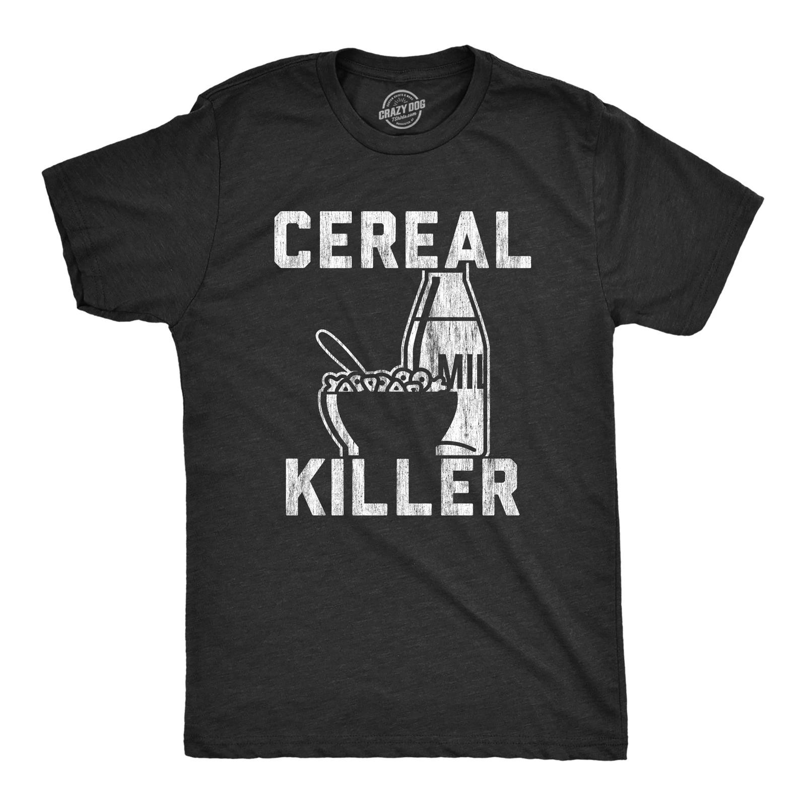 Mens Cereal Killer T Shirt Funny Breakfast Serial Sarcastic Wordplay Graphic Tee S