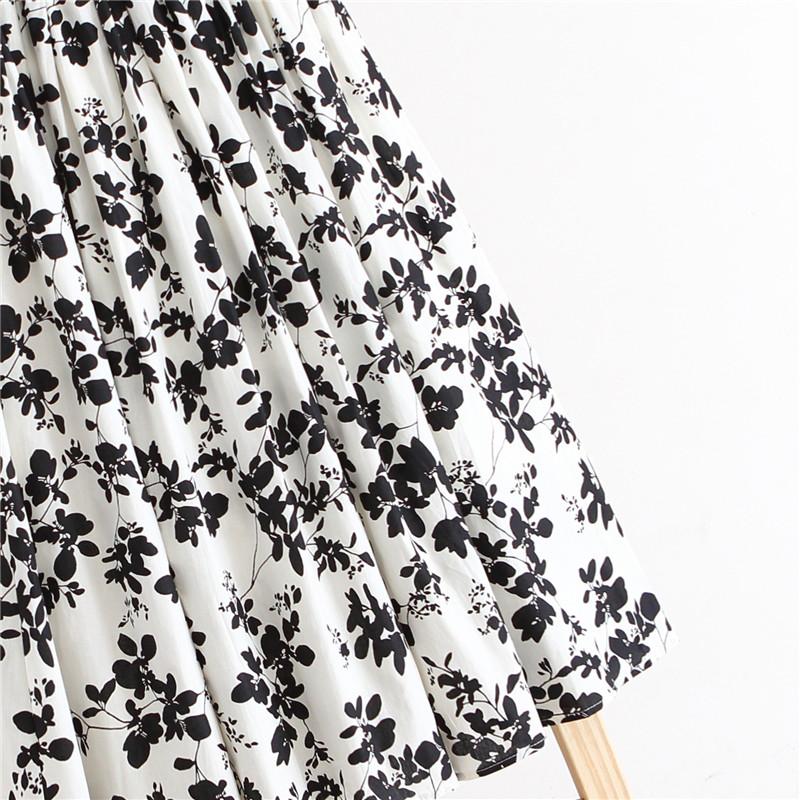 Japanese Mori Girl Spring Summer Women Midi Skirt High Waist Cotton Linen Natural Skirts Women Vintage Floral Print Casual Skirt