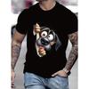 European Sizes Summer New Arrival T-shirt, Cartoon Dog Pattern, Cute and Playful,Comfortable and Breathable Men'S Black Short-Sleeve T-Shirt