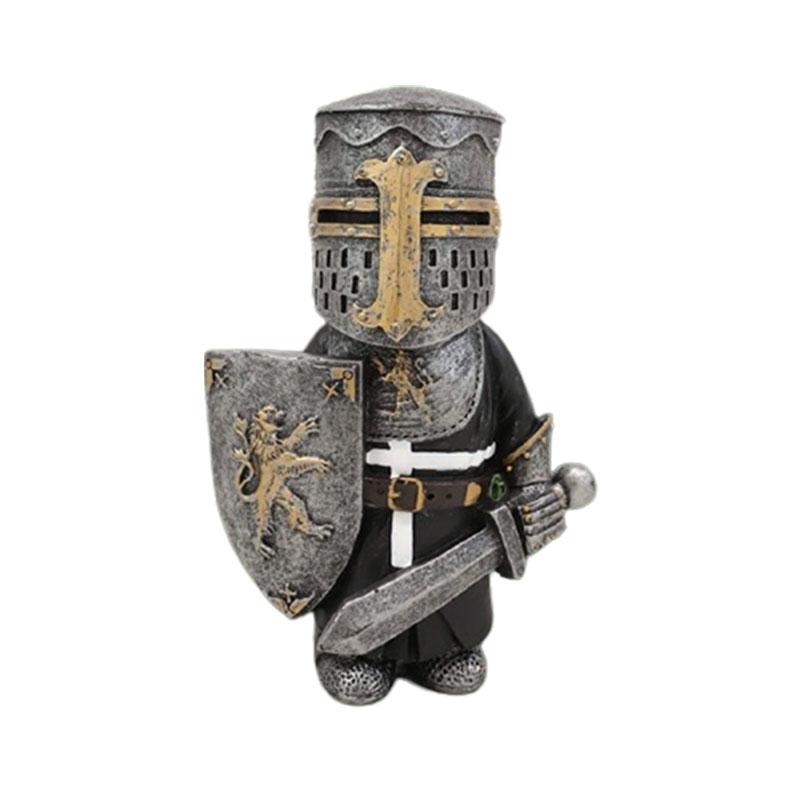 Knight Gnomes Garden Statue Guard Cross Templar Dwarf Guard Armor Samurai Miniature European Knight Resin Garden Decoration