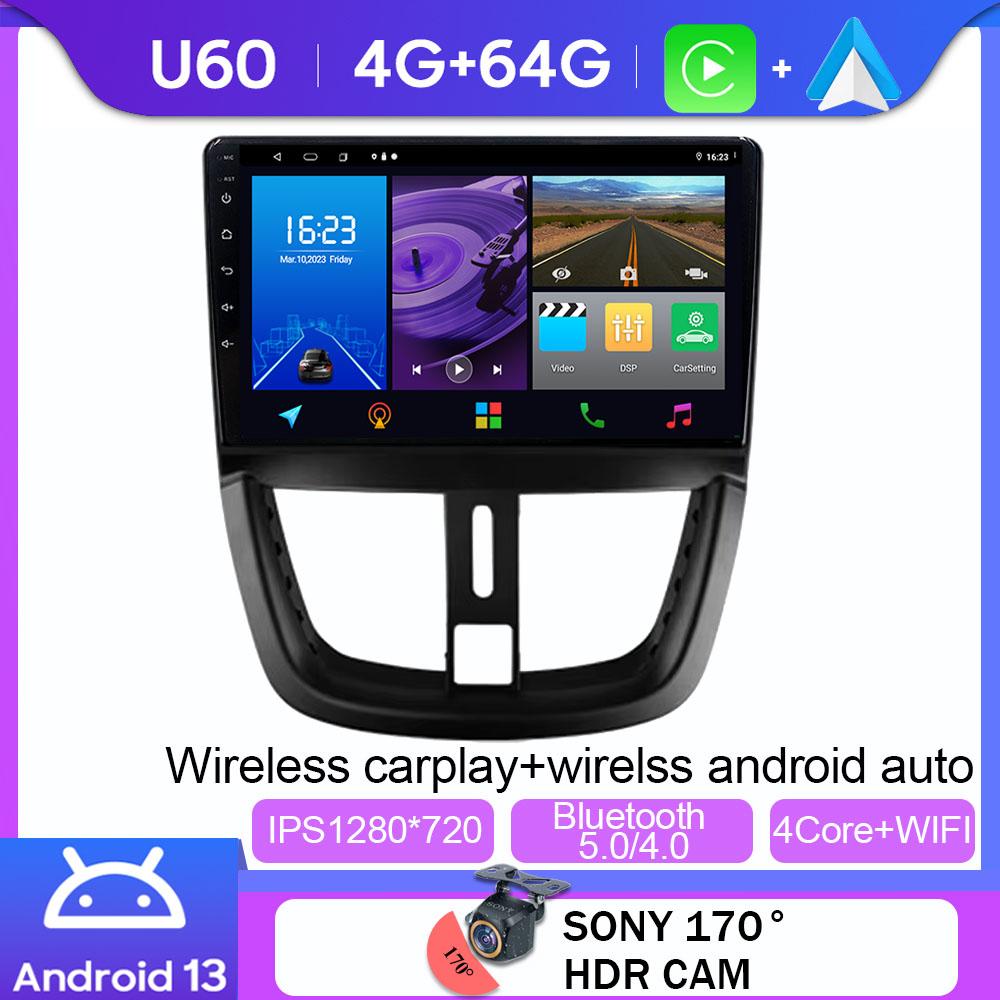2 Din Android Radio Car Multimedia Player Wireless Carplay GPS WIFI For Peugeot 207 CC 207CC 2006 2007 2008 2009-2015 Auto WIFI