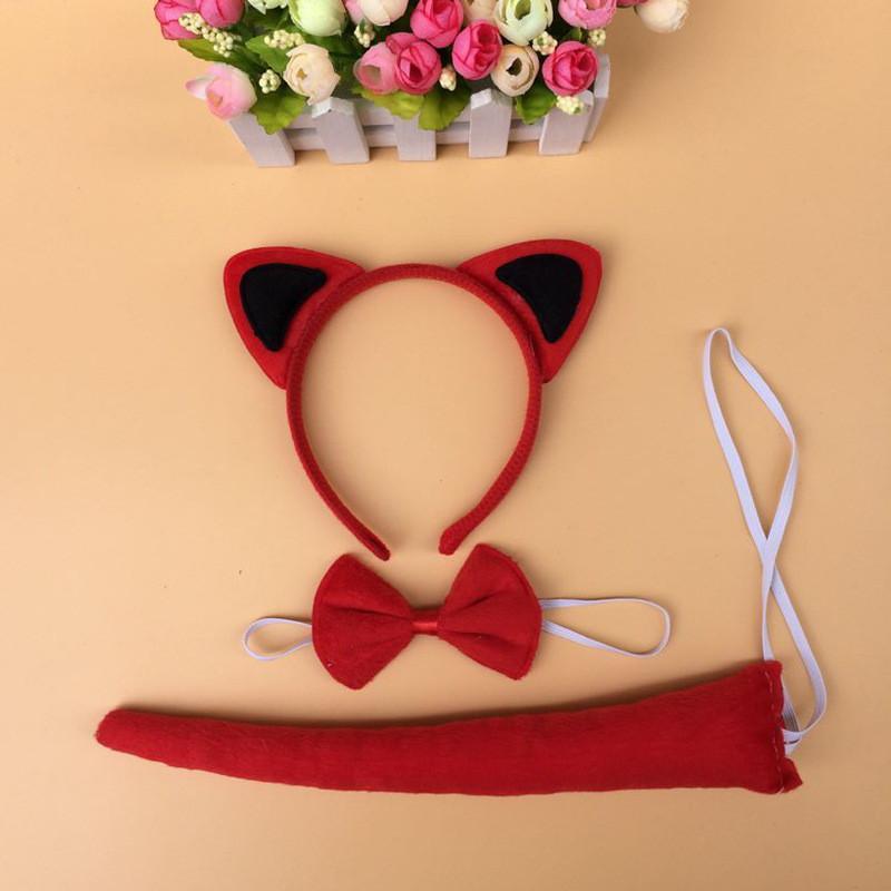 Halloween Animal Tiger Headpiece With Red Horns Demon Headband Cosplay For